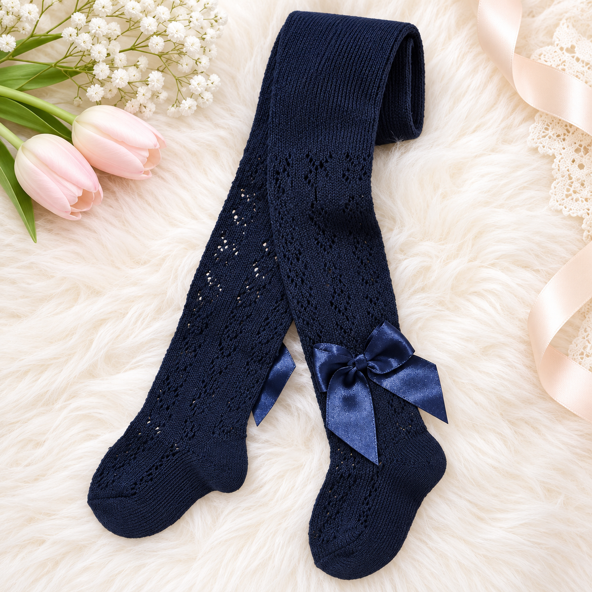 Calzamaglia bimba Blu con fiocco  Meia Pata
