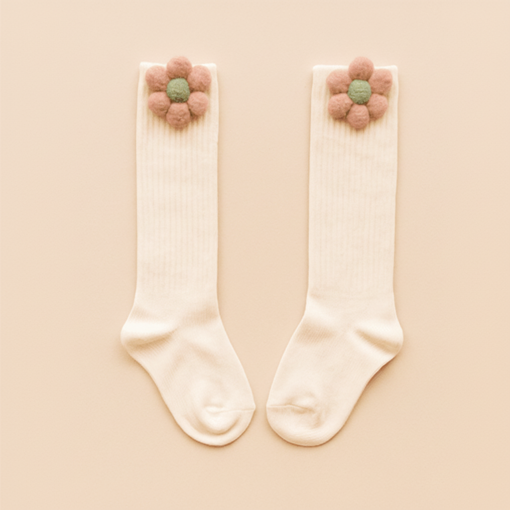 CALZA A COSTE PANNA FIORE CON PELO ROSA/VERDE