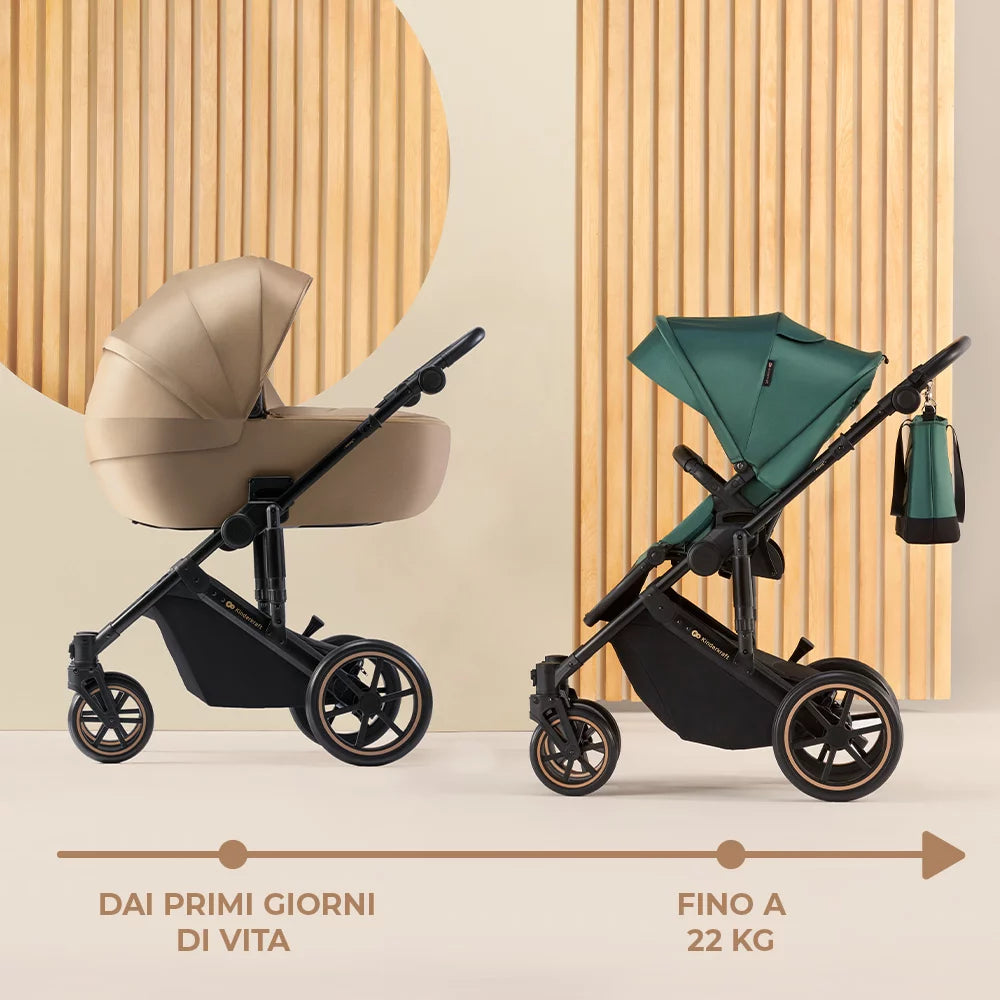 Passeggino Trio PRIME 2 Kinderkraft Dark Green - Be Brave Boutique