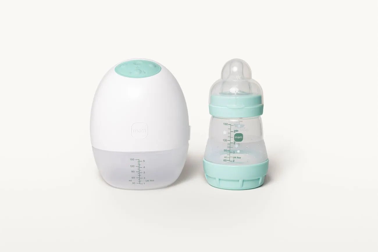 MAM Move Tiralatte Indossabile, Tiralatte Elettrico senza tubi o fili, con 3 Modalità di utilizzo e 5 livelli di intensità , Coppa in Silicone SkinSoft adattabile a 4 misure