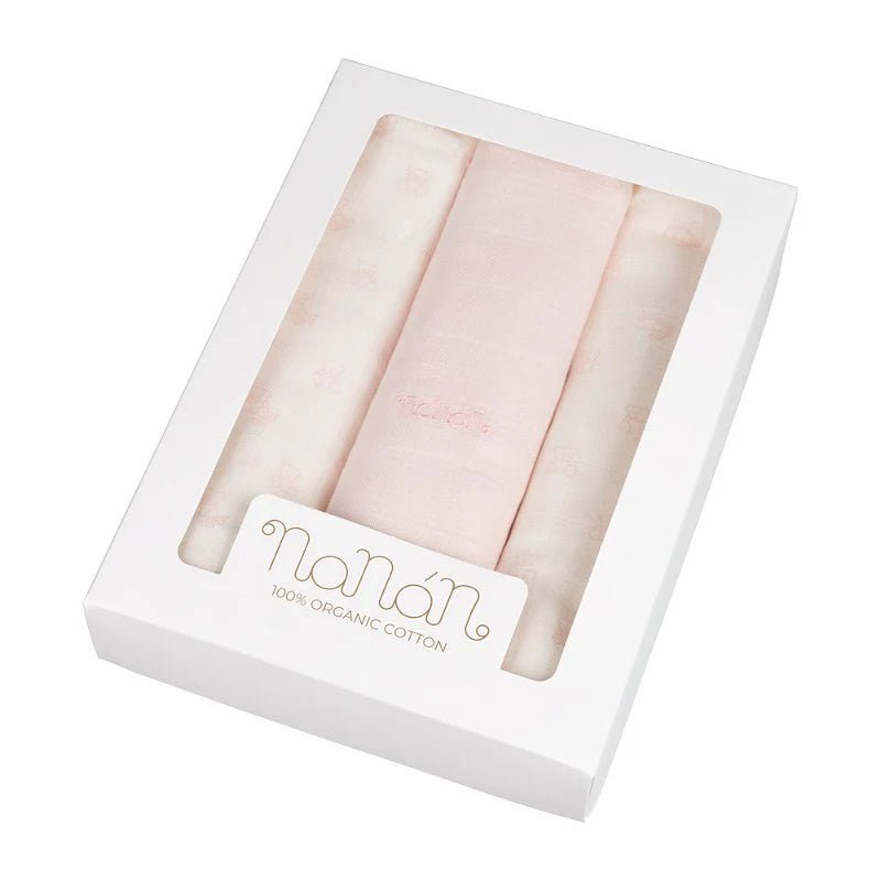 Set 3 pz mussola all over orsetti 80x80 cm rosa - Be Brave Boutique