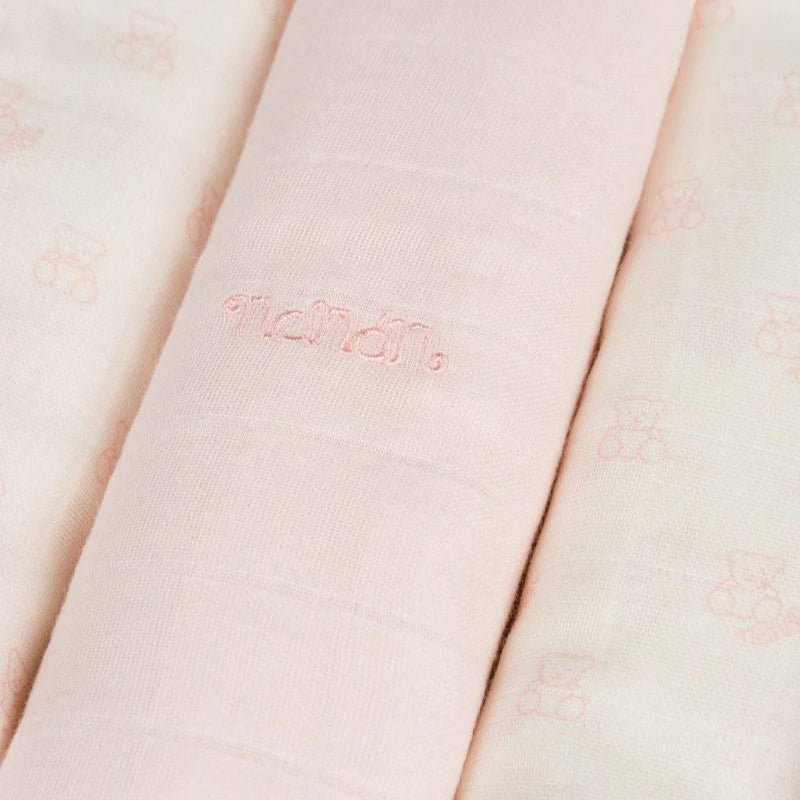 Set 3 pz mussola all over orsetti 80x80 cm rosa - Be Brave Boutique