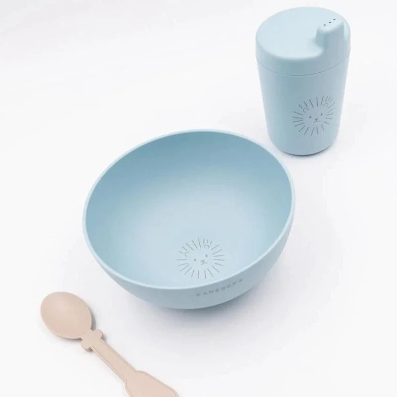 First Meal Set ( Scodella, Bicchiere con beccuccio, Cucchiaio) - Azzurro - Be Brave Boutique