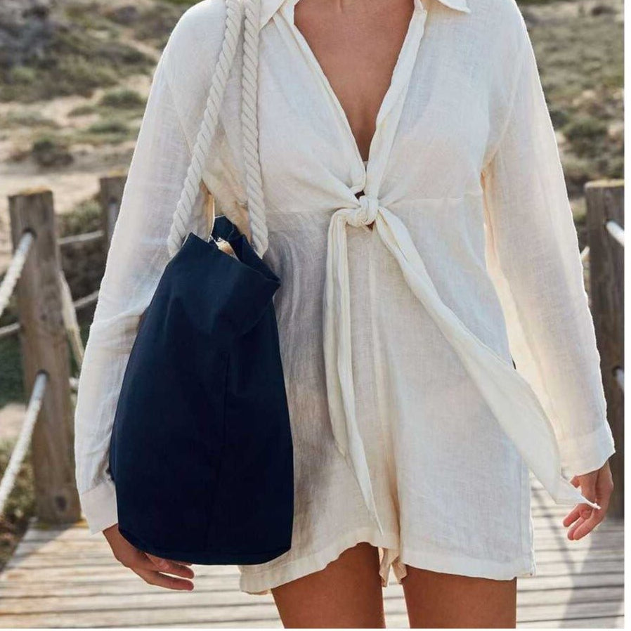 Borsa mare in cotone con manici intrecciati personalizzabile - Be Brave Boutique