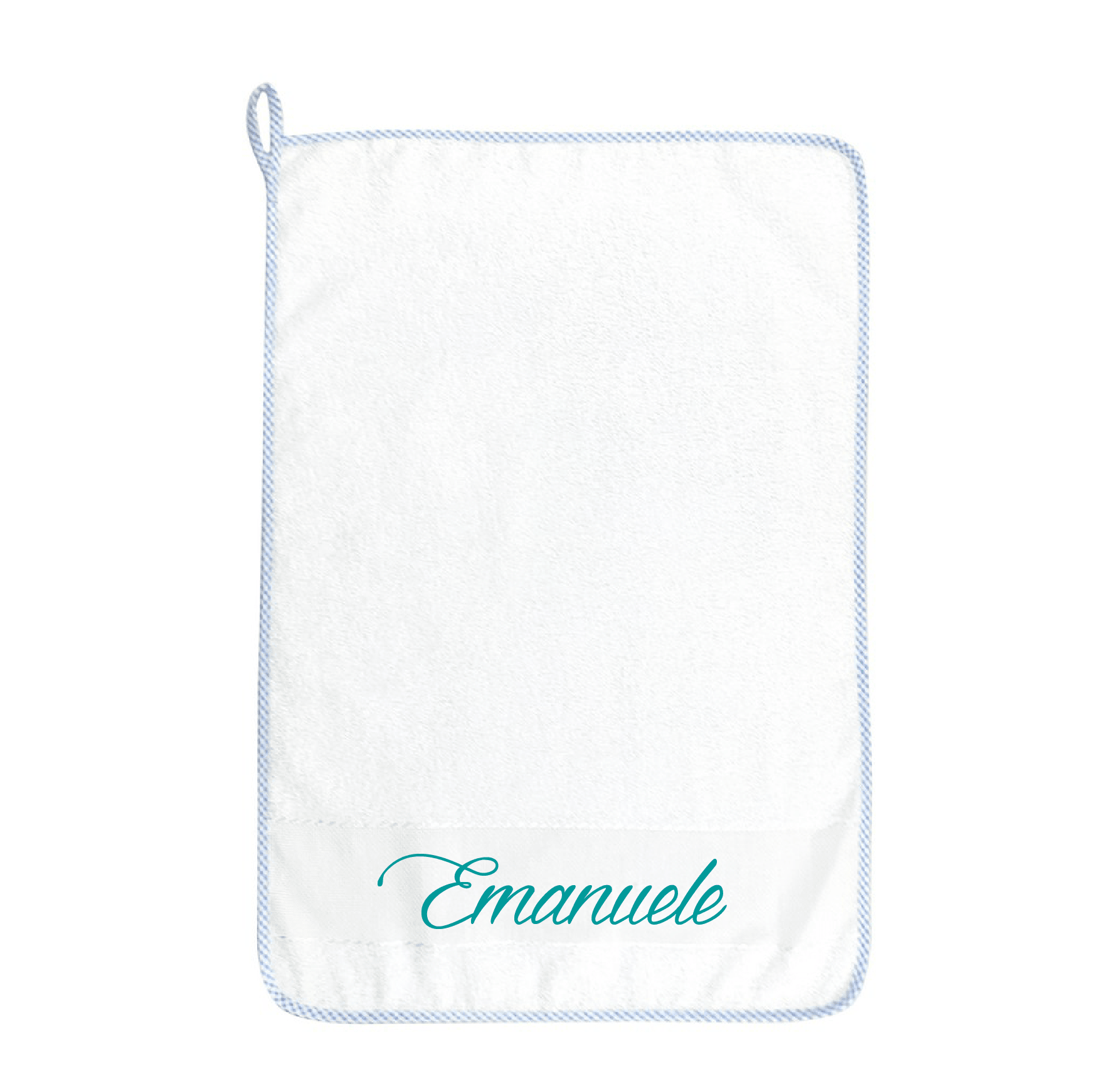 Asciugamani asilo Bordo azzurro con asola e nome personalizzato - Be Brave Boutique