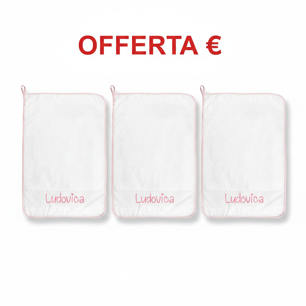 Asciugamani asilo Bordo Rosa con asola e nome personalizzato - Be Brave Boutique