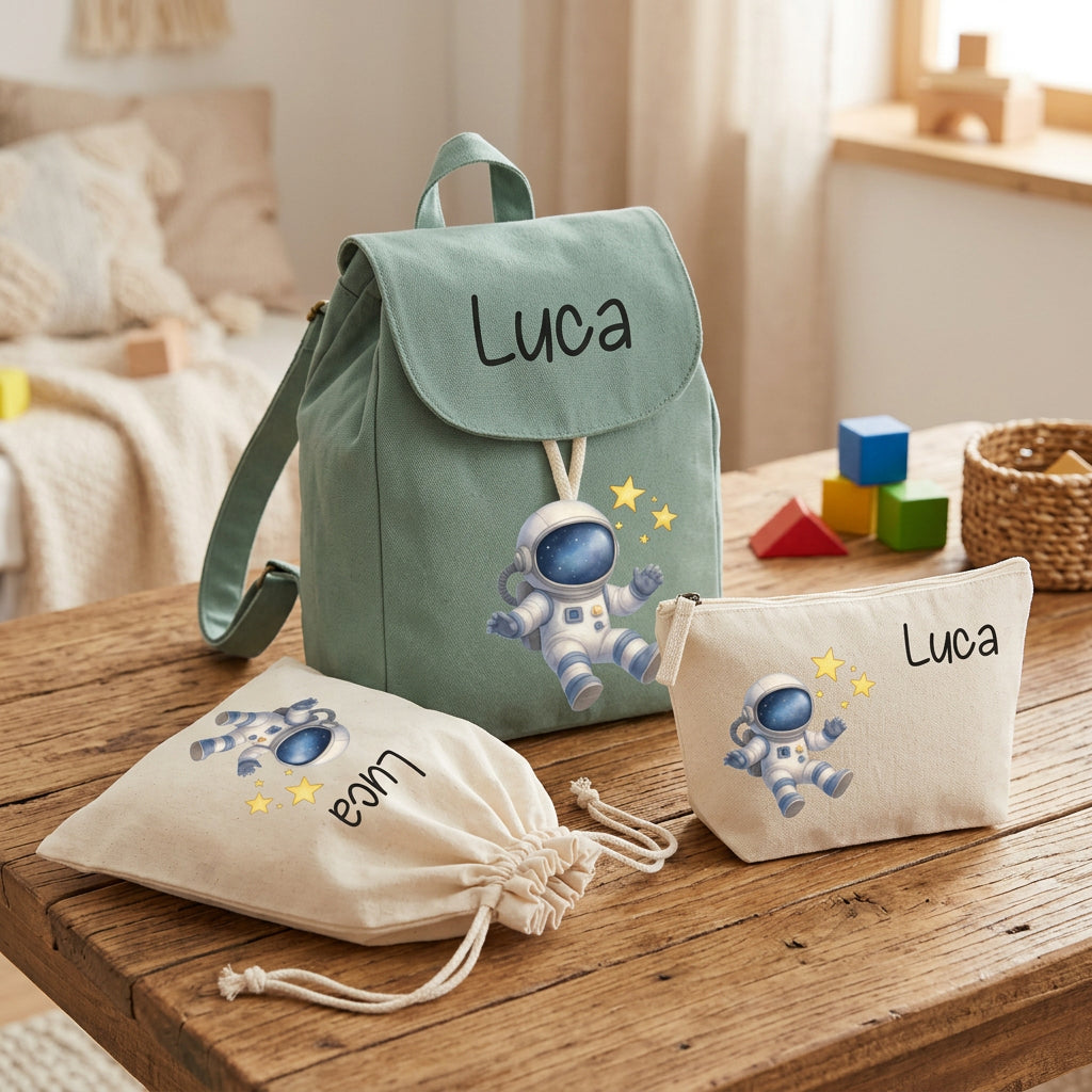 Set asilo Mini Zaino, Sacchetto cambi e beauty Astronauta - Be Brave Boutique