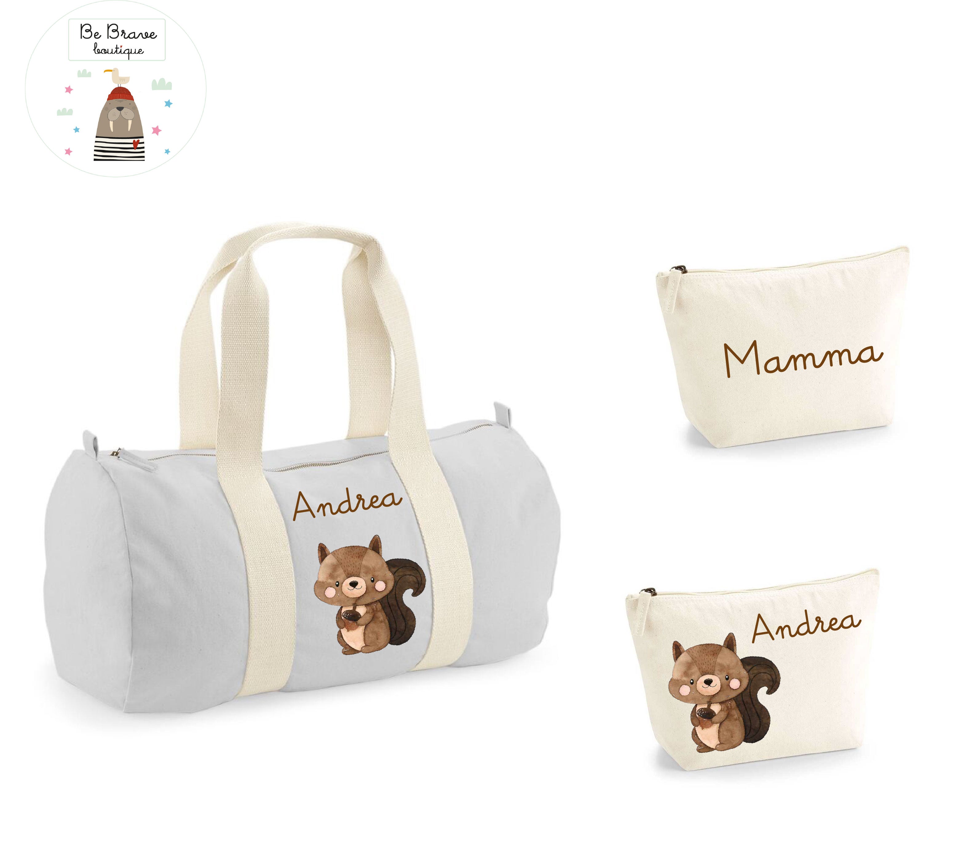 Set Nascita Borsone Baby Personalizzato - Tema Scoiattolo