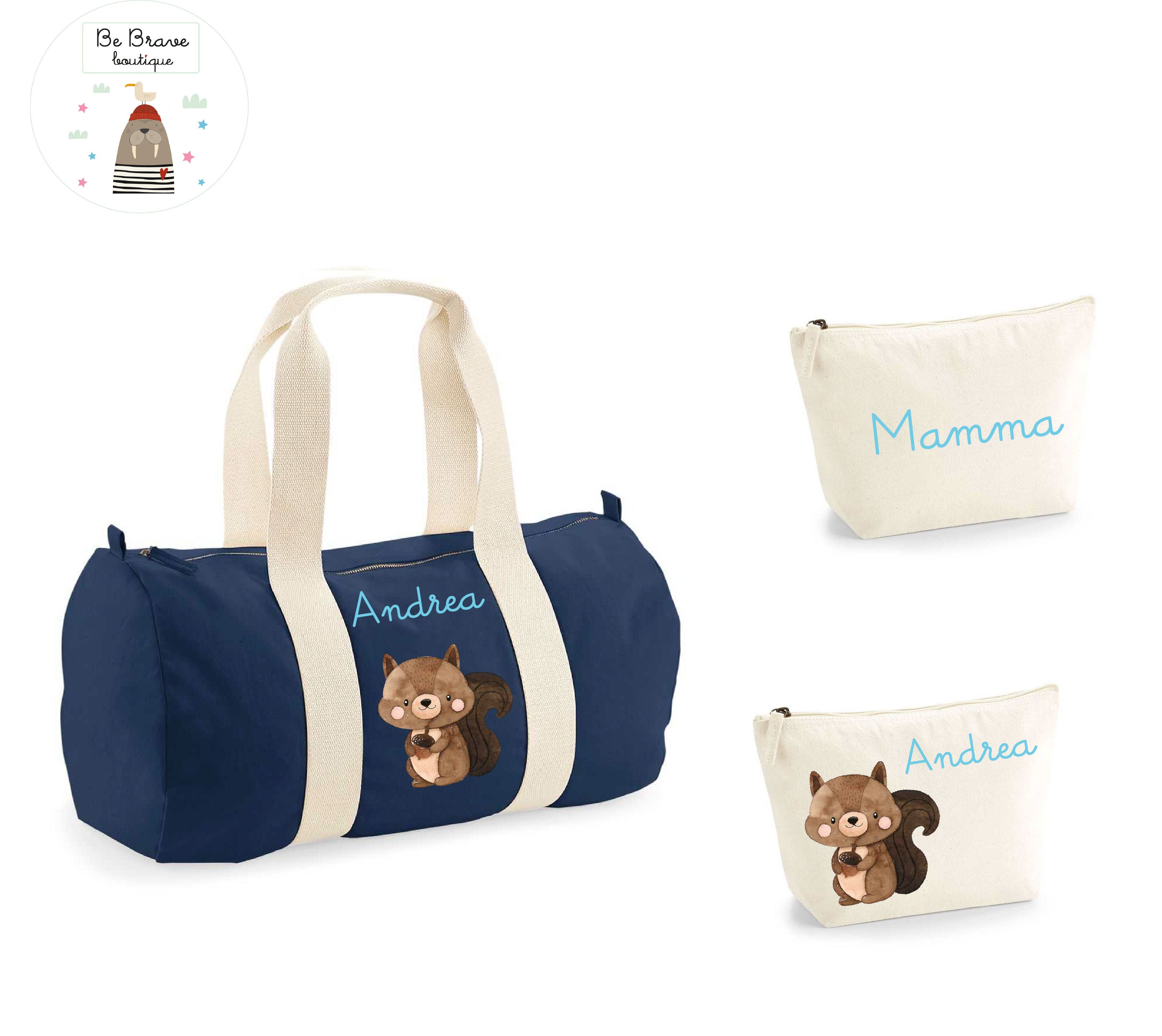 Set Nascita Borsone Baby Personalizzato - Tema Scoiattolo