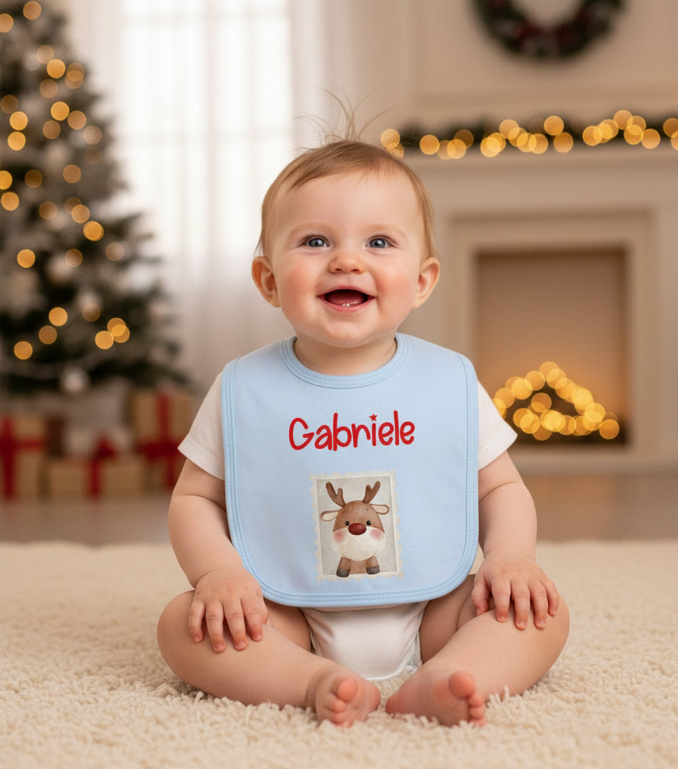 Bavaglino in Cotone organico Personalizzabile Renna - Be Brave Boutique