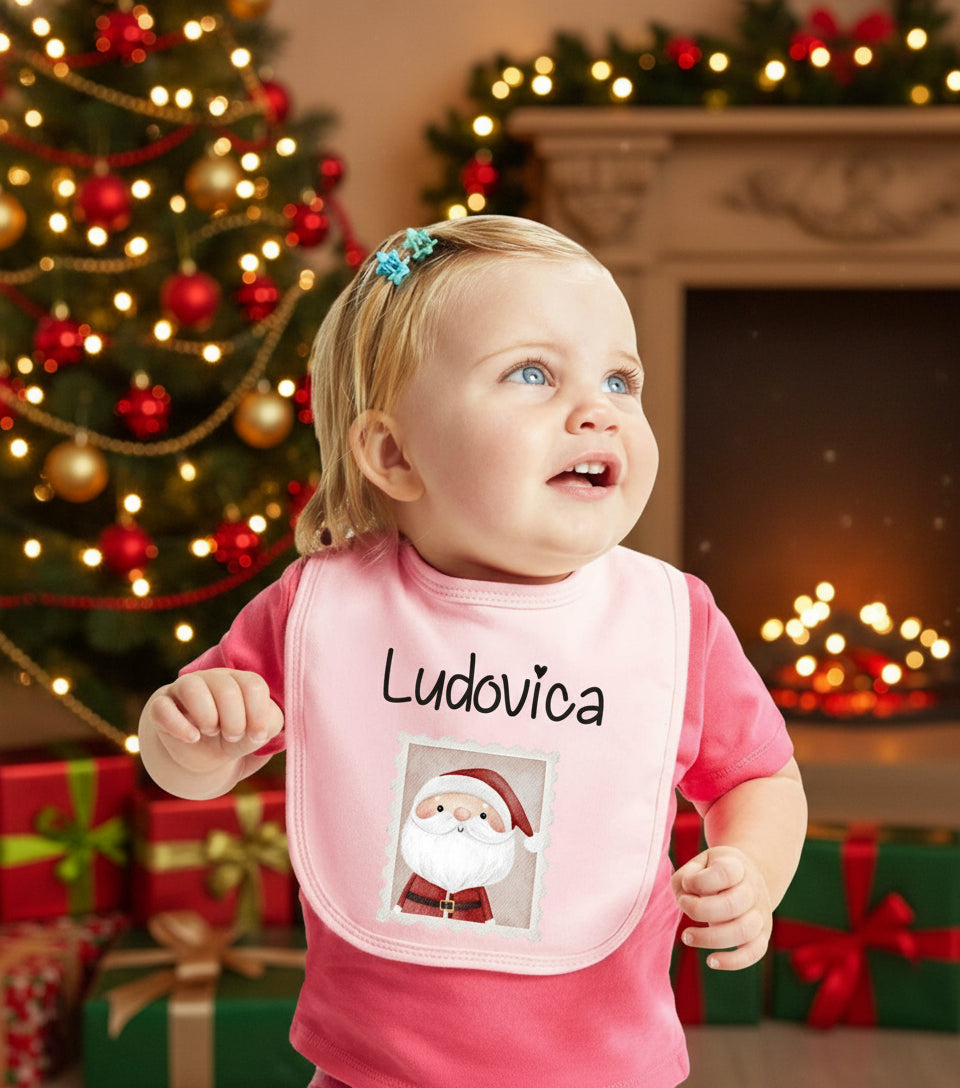 Bavaglino in Cotone organico Personalizzabile Babbo Natale - Be Brave Boutique