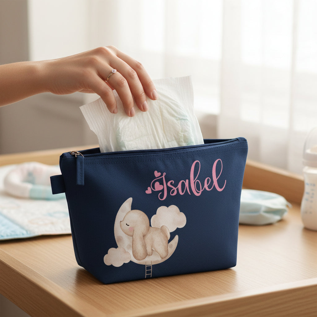 Pochette in cotone organico personalizzabile Coniglietto su Nuvola - Be Brave Boutique