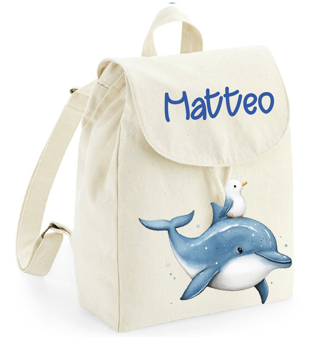 Mini Zaino in cotone organico Dolce Delfino