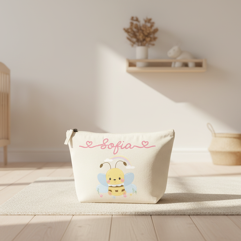 Pochette in cotone organico personalizzabile Ape arcobaleno - Be Brave Boutique