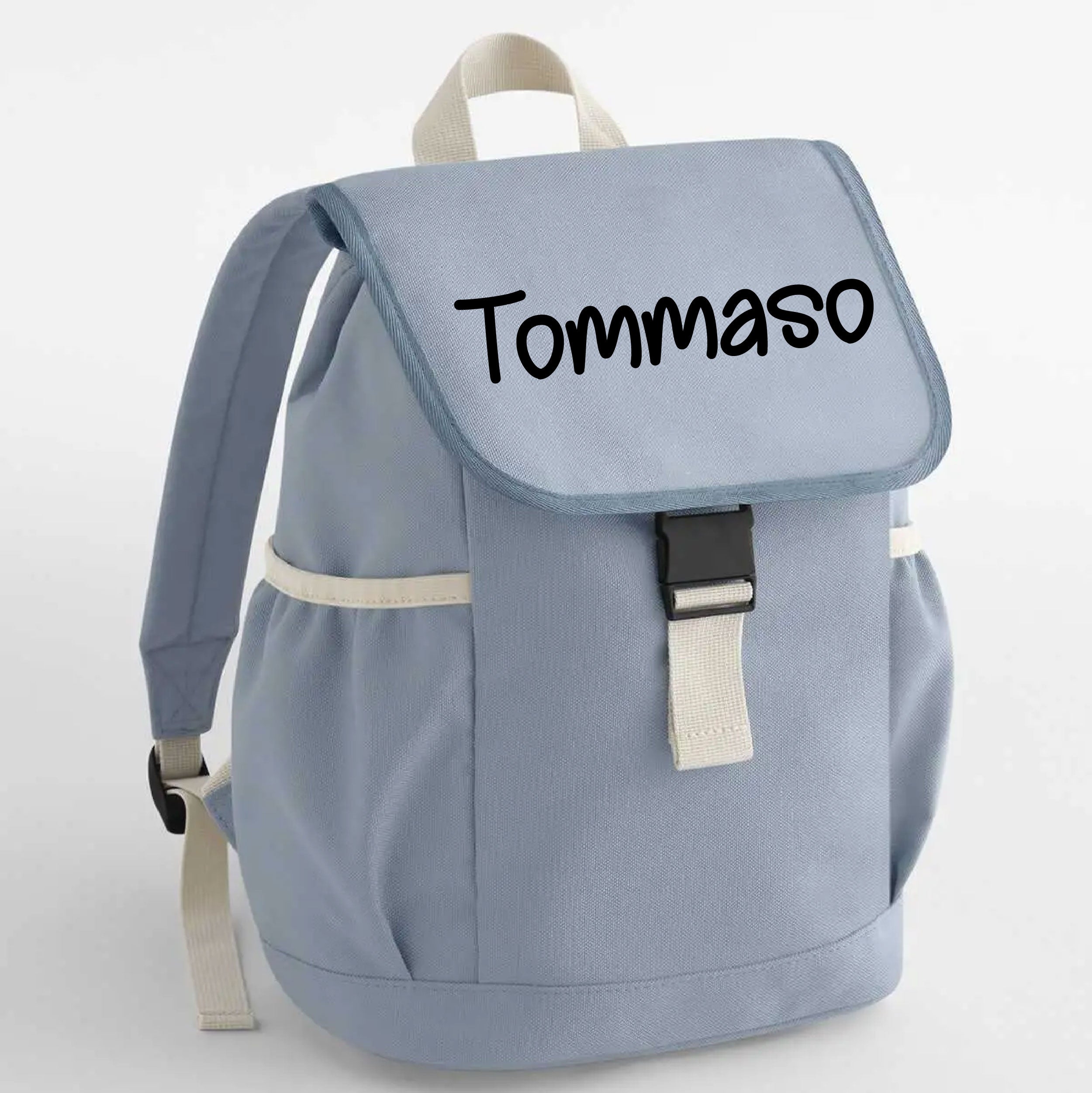 Zaino Azzurro per Bambini/Ragazzi personalizzabile con tasche laterali