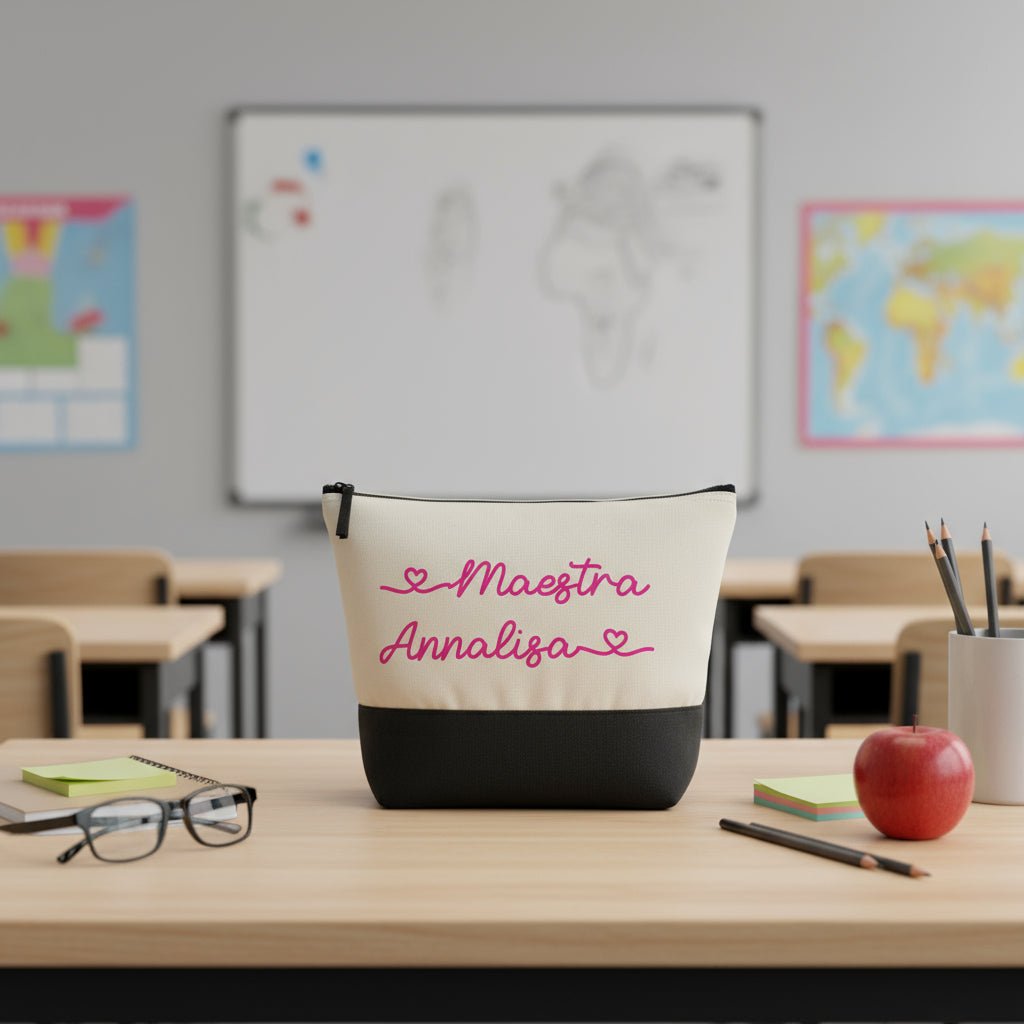 Pochette in cotone organico personalizzabile Bicolore Nero e Fucsia - Be Brave Boutique