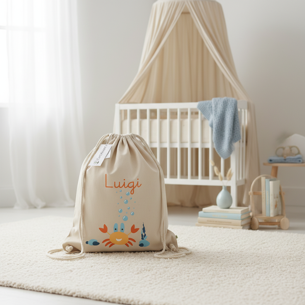 Zaino a sacca in cotone pesante granchietto