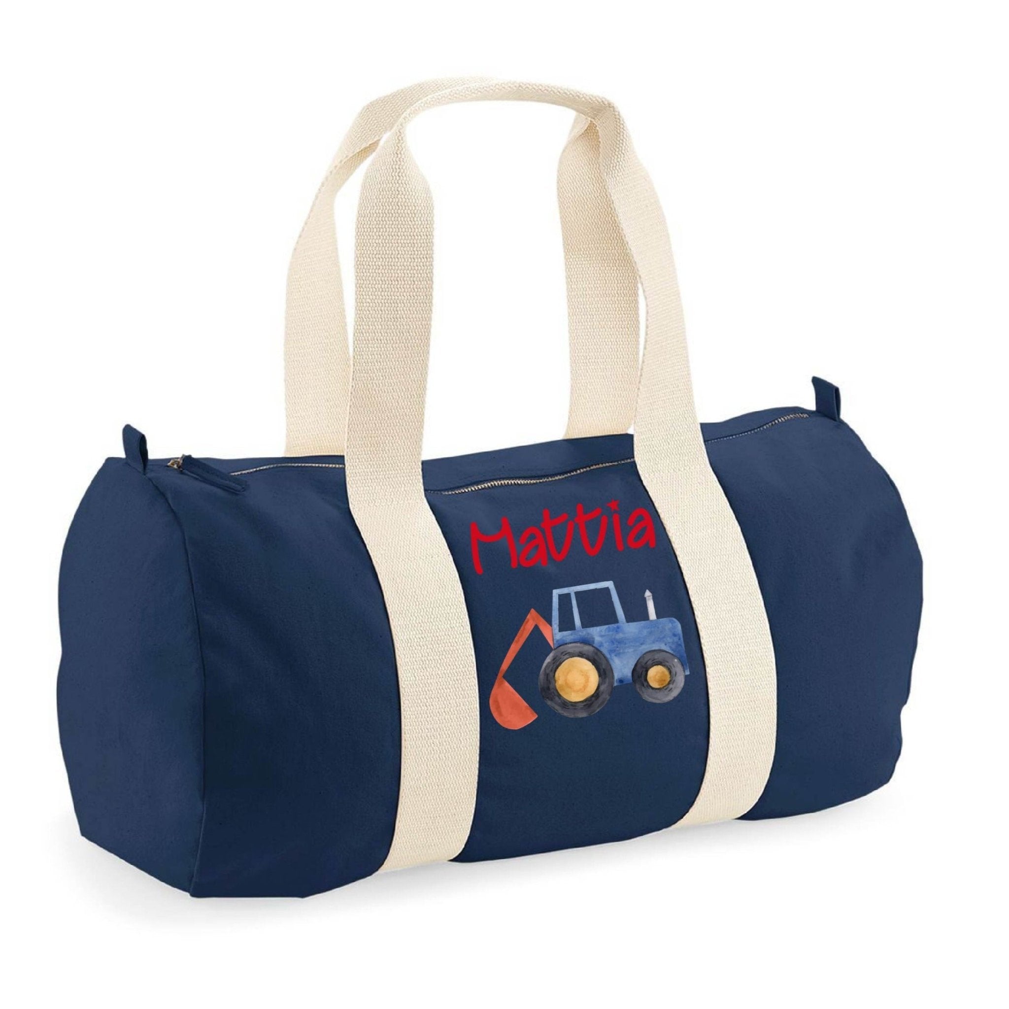 Borsone in cotone canvas personalizzato Trattore/Ruspa - Be Brave Boutique