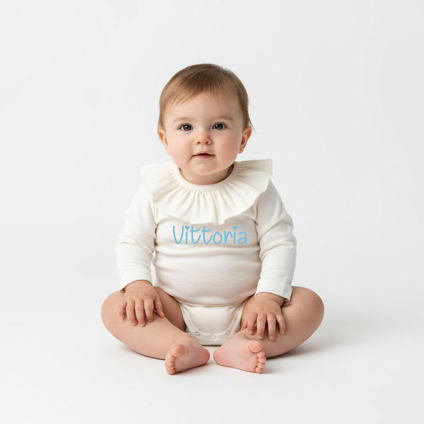 Body a manica lunga colletto Panna Personalizzabile