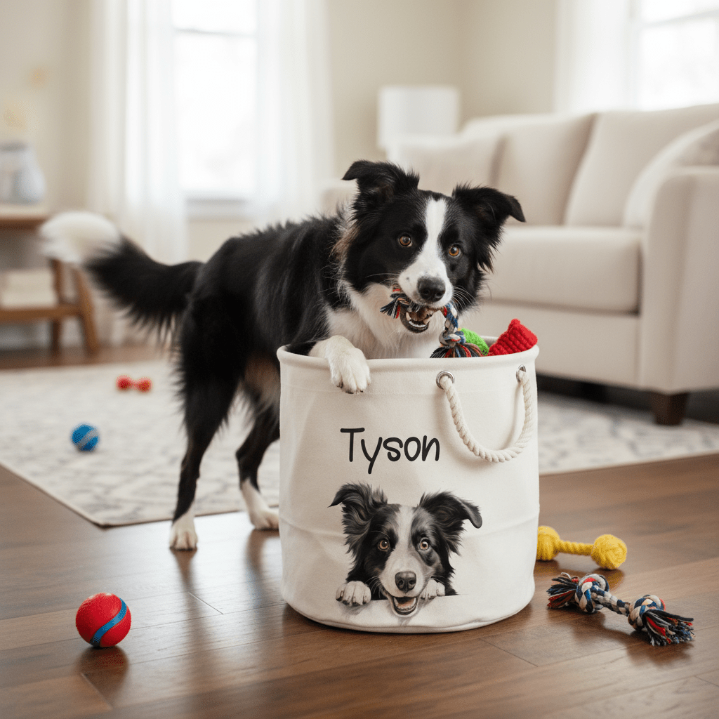 Cesta Porta giochi per Cani Border Collie