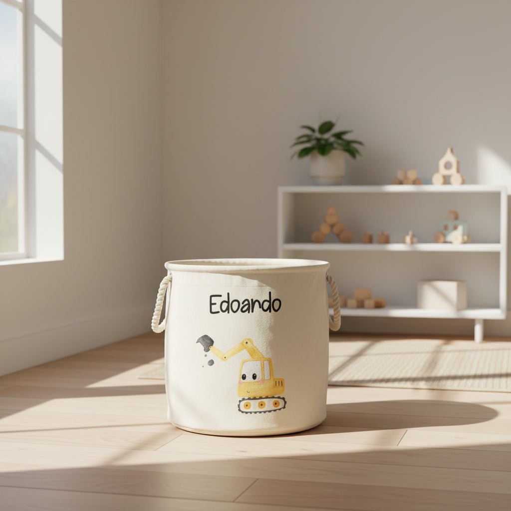Cesta Porta giochi personalizzabile Escavatore - Be Brave Boutique