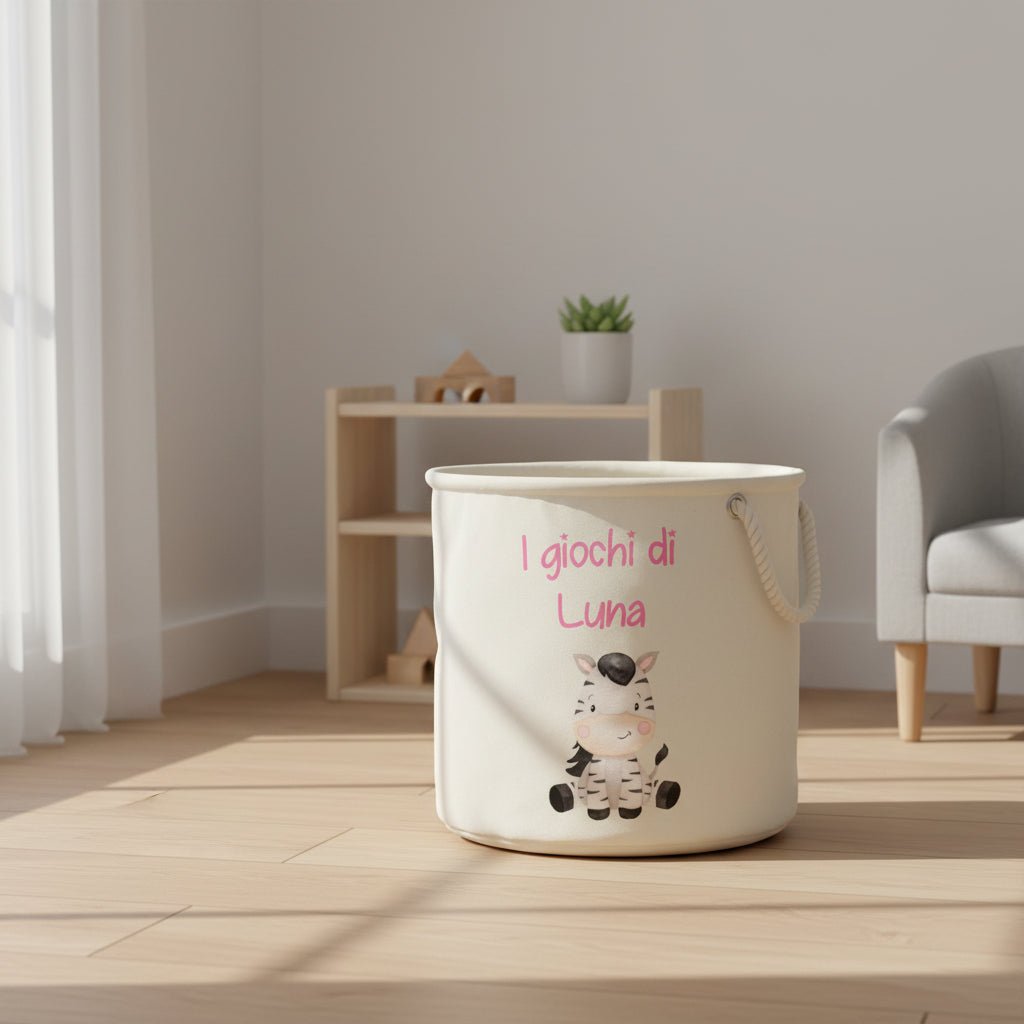 Cesta Porta giochi personalizzabile Zebra - Be Brave Boutique