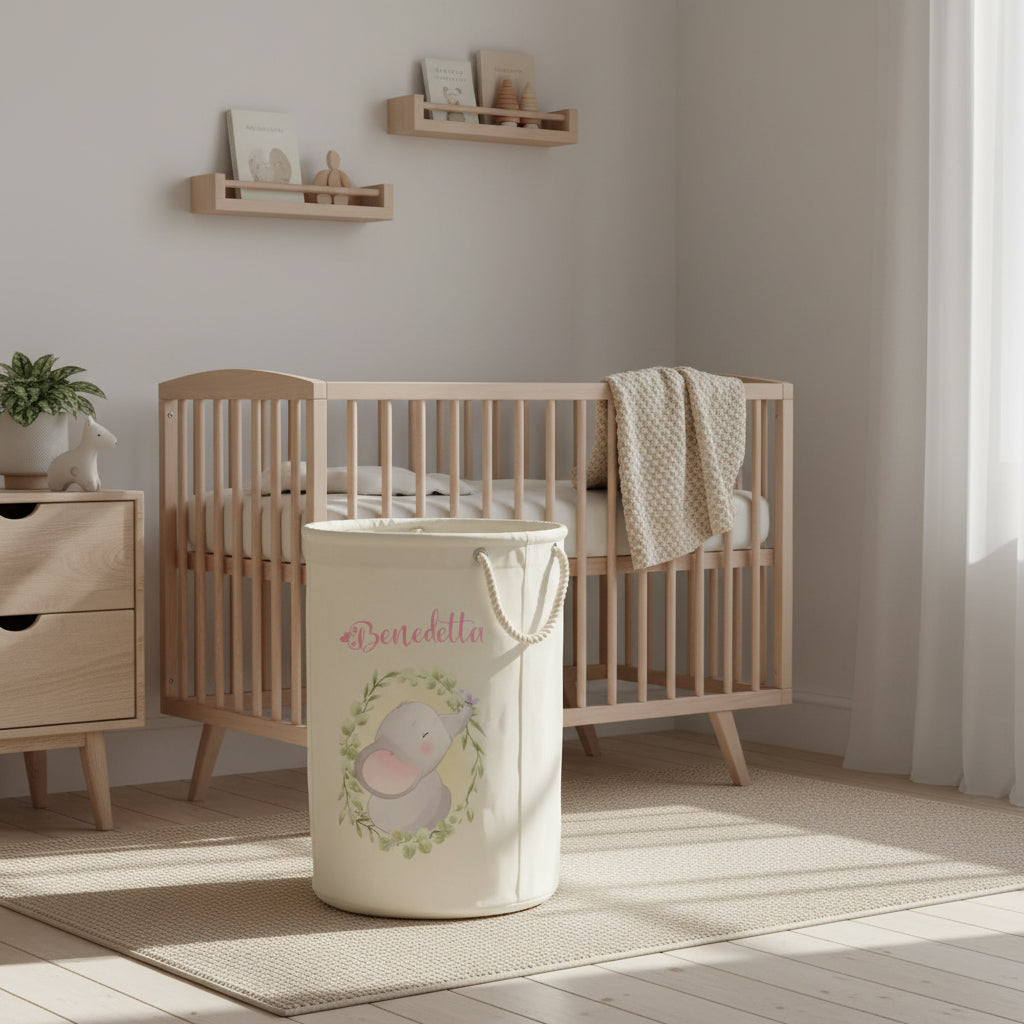 Cesta Porta giochi personalizzabile Elefantino in cornice - Be Brave Boutique