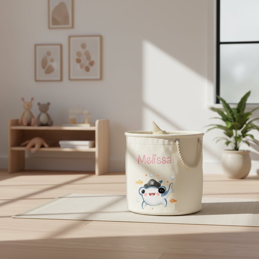 Cesta Porta giochi personalizzabile Baby Shark - Be Brave Boutique