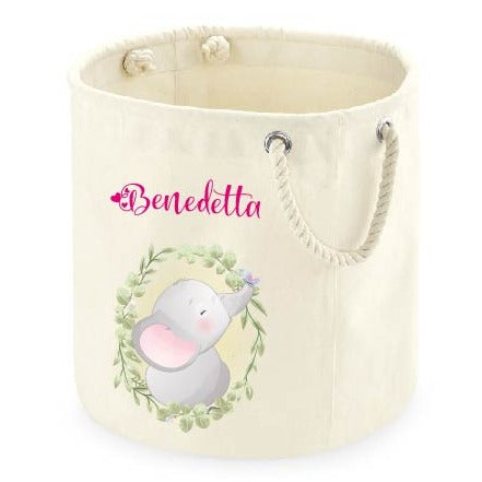 Cesta Porta giochi personalizzabile Elefantino in cornice - Be Brave Boutique