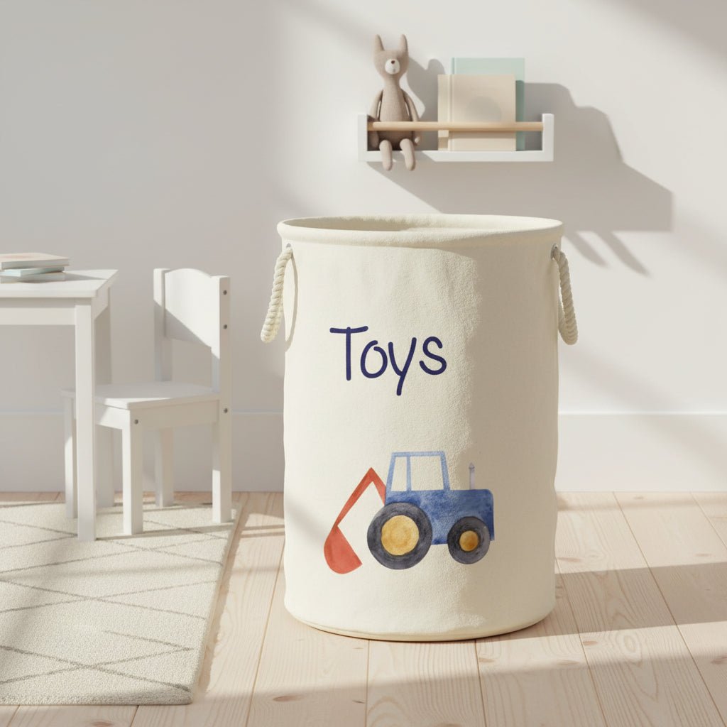 Cesta Porta giochi personalizzabile Trattore/Ruspa - Be Brave Boutique