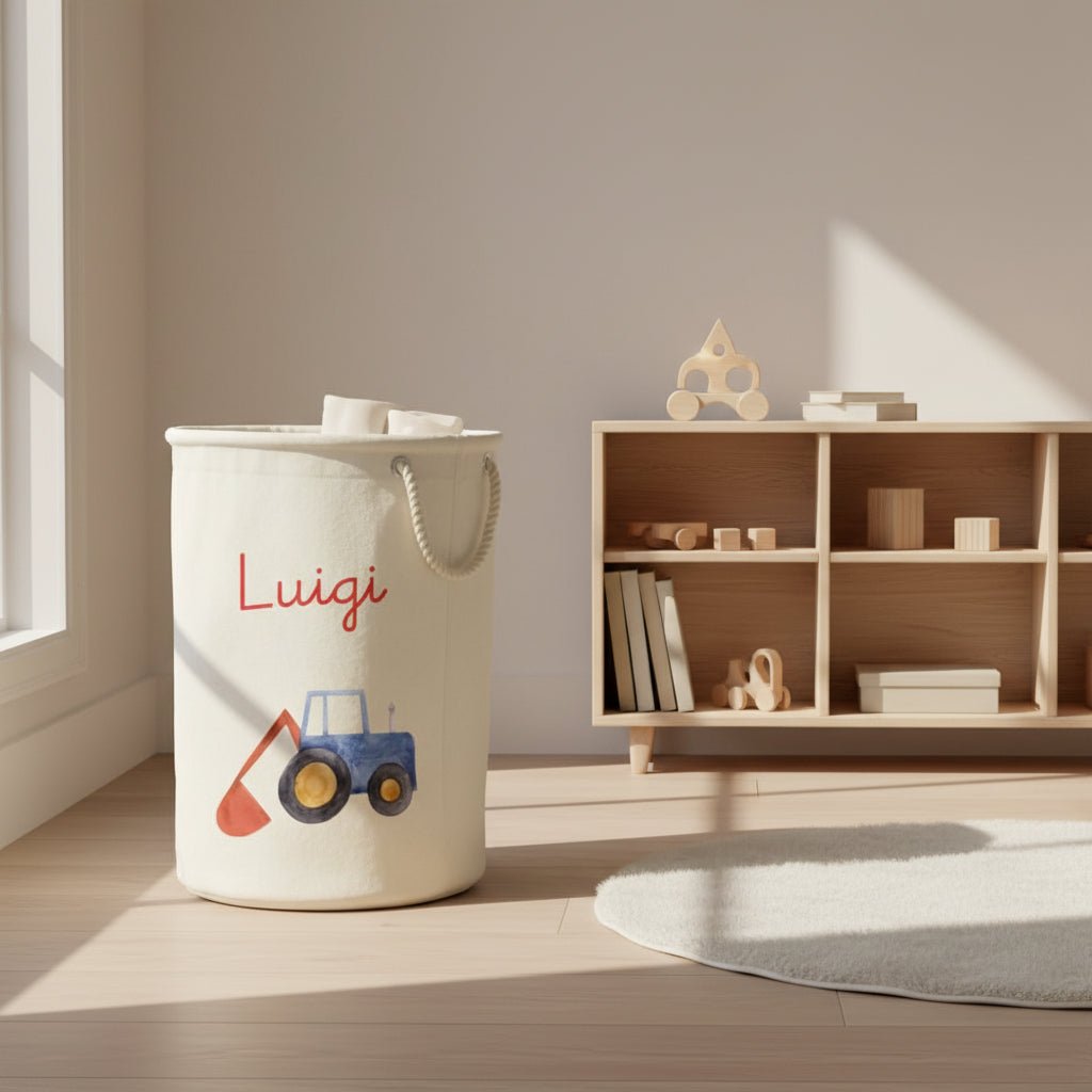 Cesta Porta giochi personalizzabile Trattore/Ruspa - Be Brave Boutique