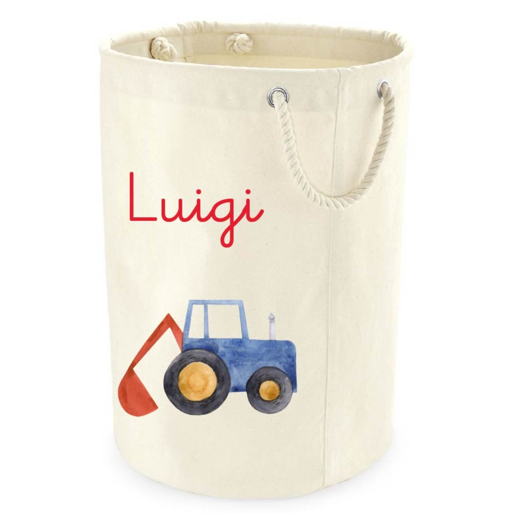 Cesta Porta giochi personalizzabile Trattore/Ruspa - Be Brave Boutique