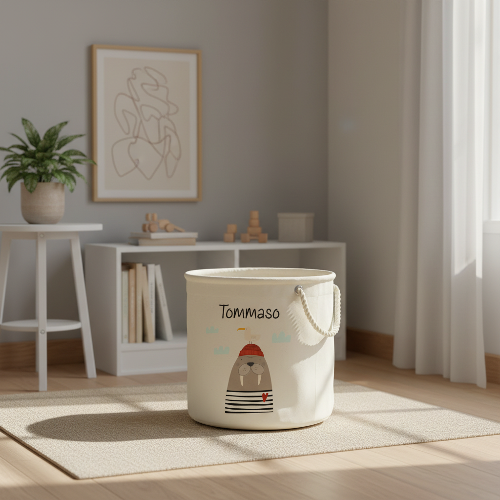 Cesta Porta giochi personalizzabile Tricheco - Be Brave Boutique