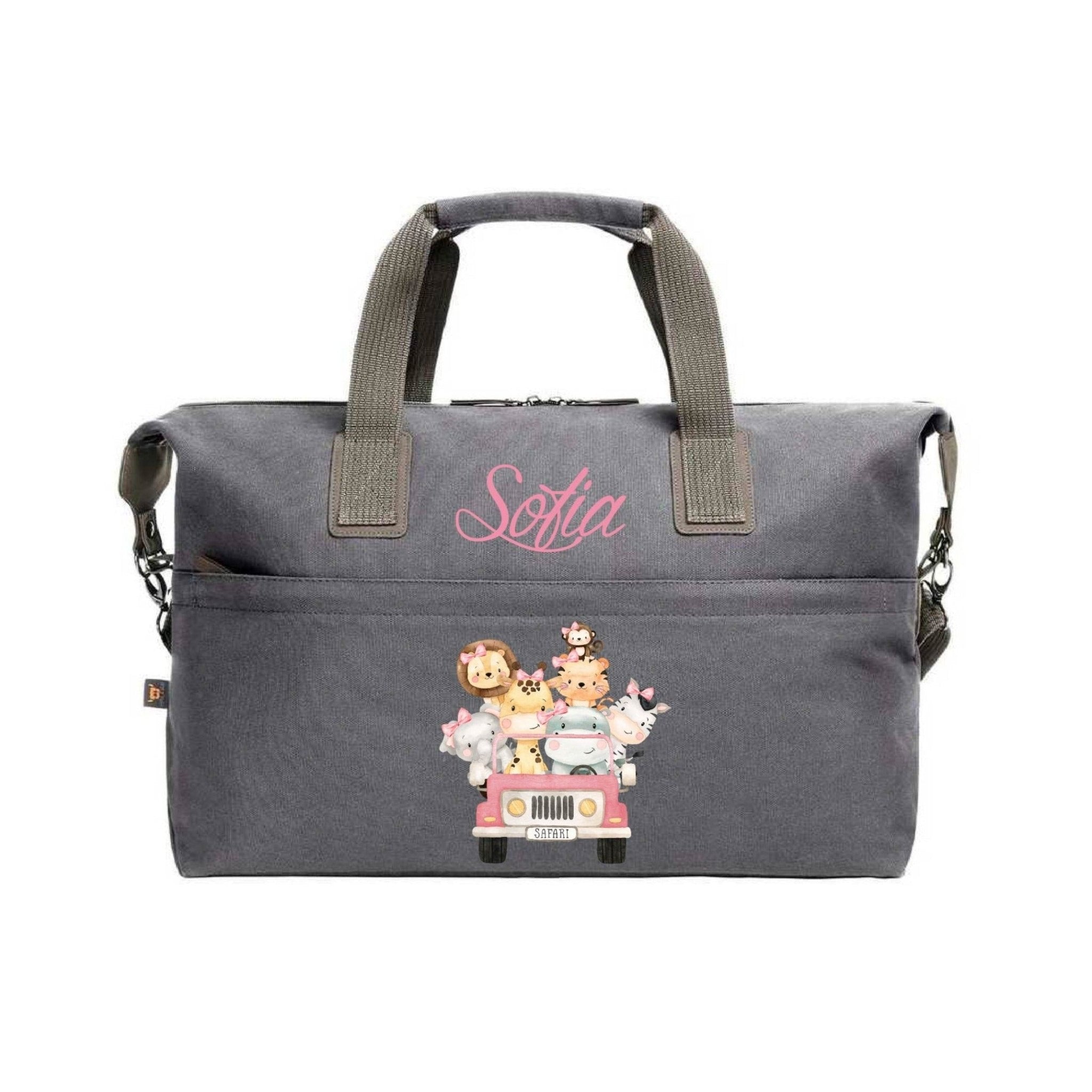 BORSONE  IN COTONE PERSONALIZZATO SAFARI Rosa - Be Brave Boutique