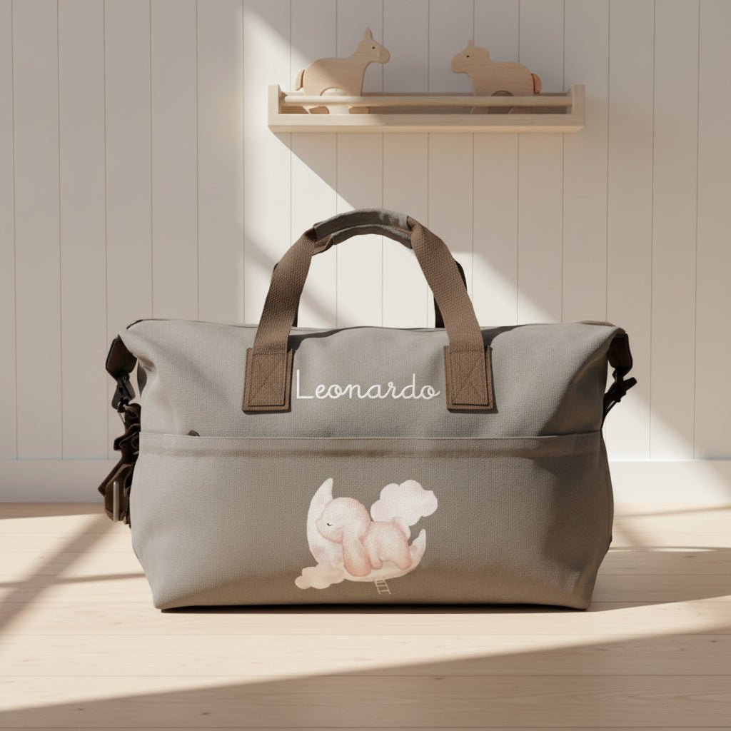 Borsa Multifunzionale adattabile al Passeggino e Personalizzabile Coniglietto su Nuvola - Be Brave Boutique