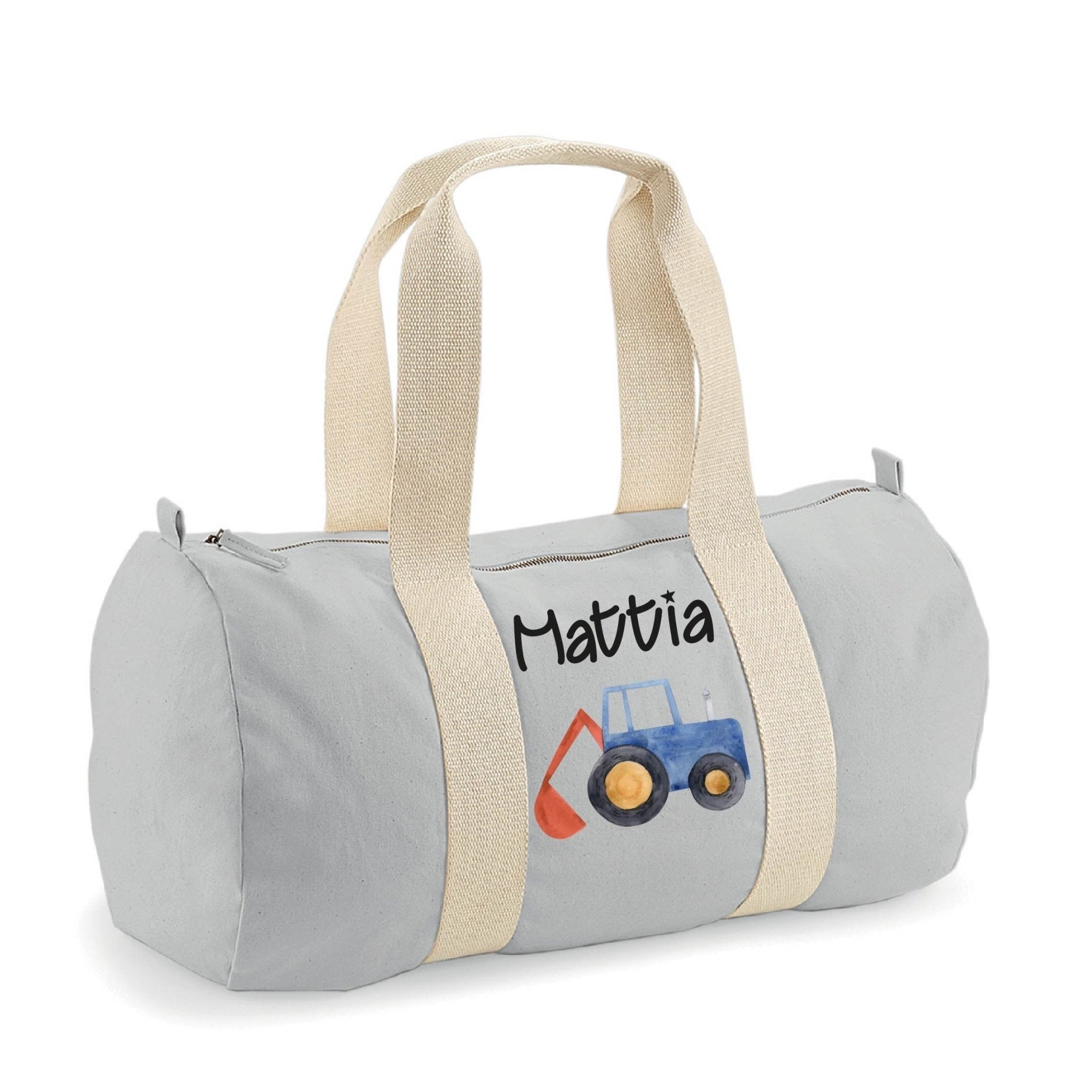 Borsone in cotone canvas personalizzato Trattore/Ruspa - Be Brave Boutique