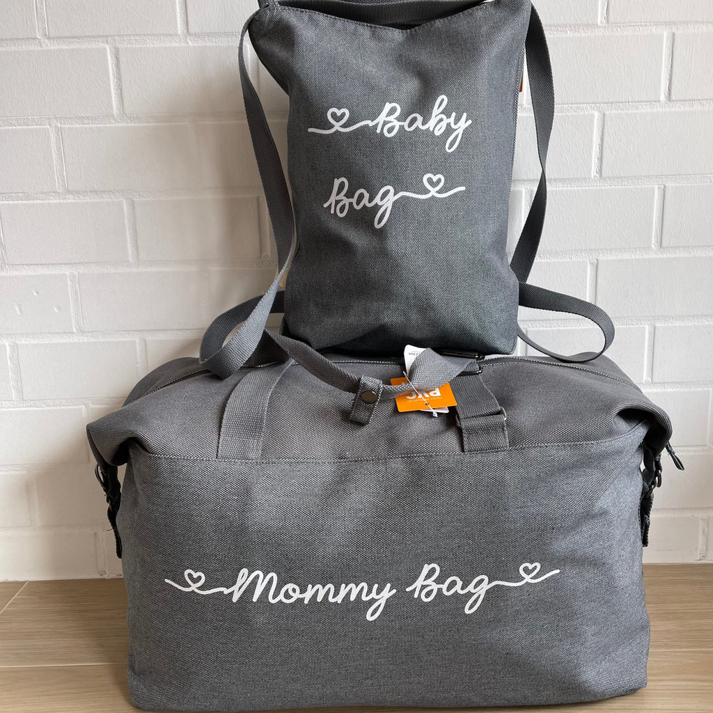 Borsone Mommy e Borsa Zaino in Polycotton Grey - Be Brave Boutique