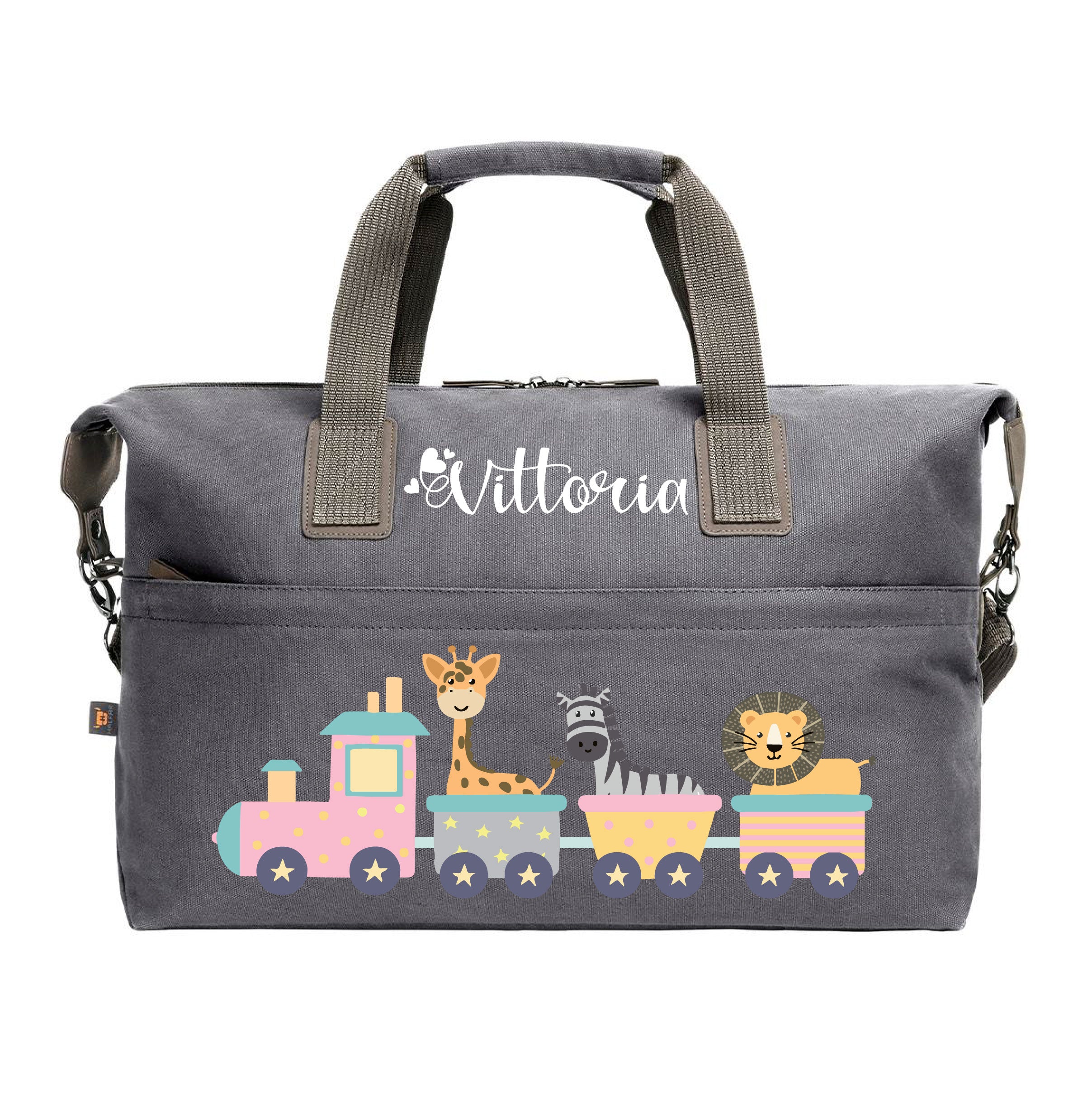 Borsone in cotone personalizzabile Trenino Rosa