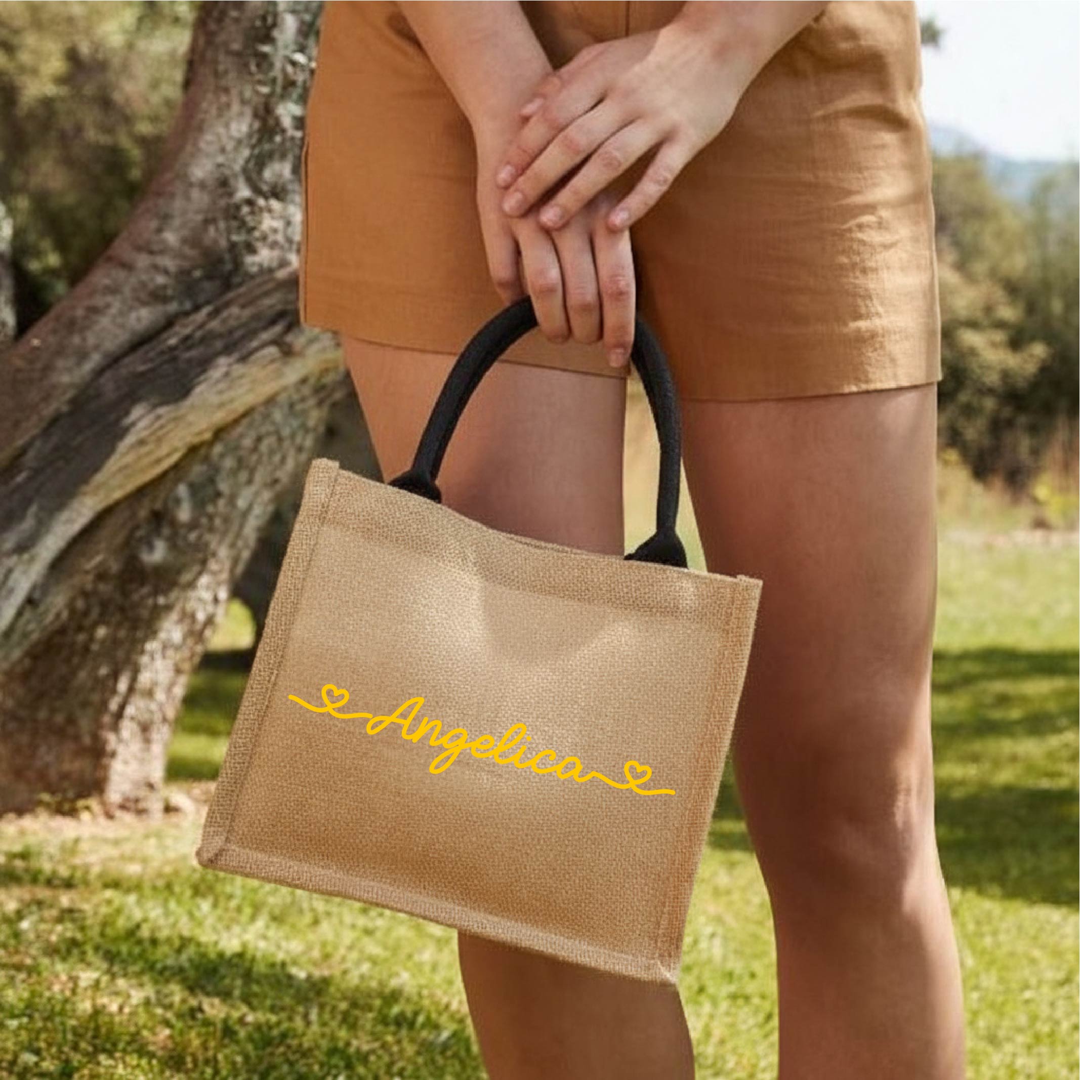 Mini shopper Maestra Personalizzata Fine Anno con Nome – Borsa Regalo Insegnante in Juta