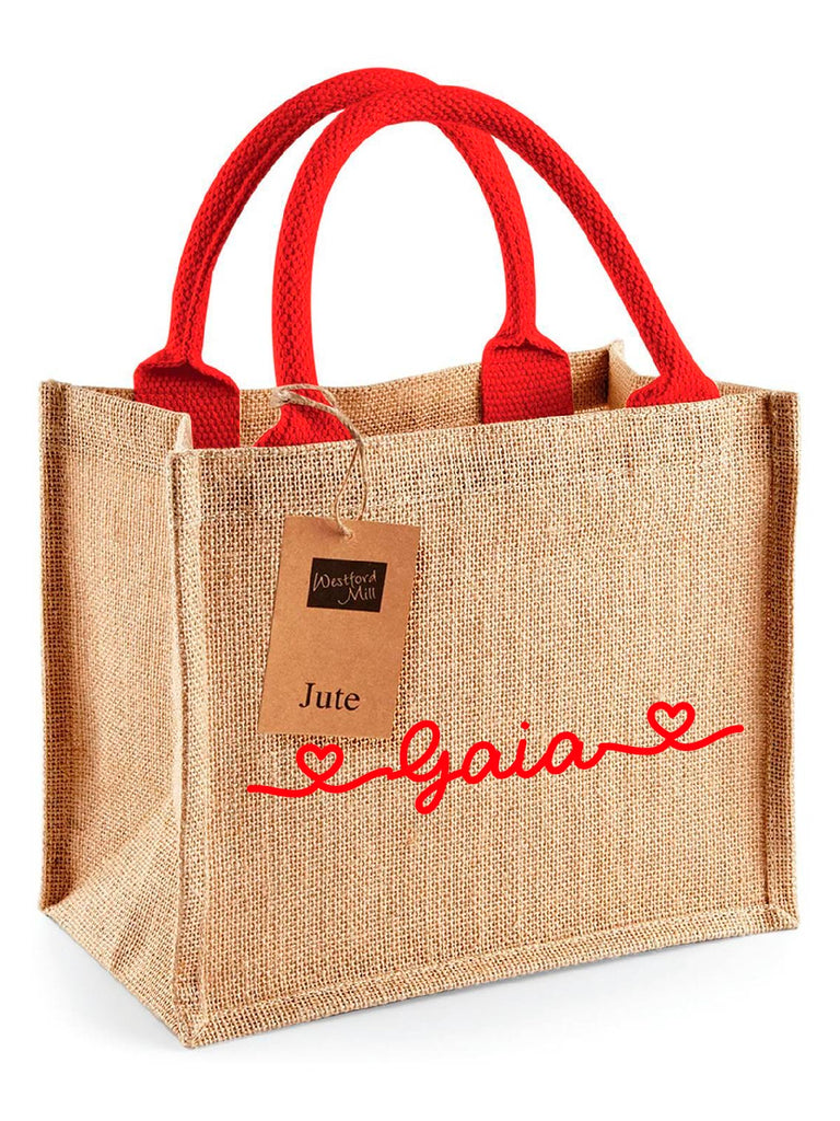 Mini Borsa Juta Natural/Rosso Corallo personalizzabile - Be Brave Boutique