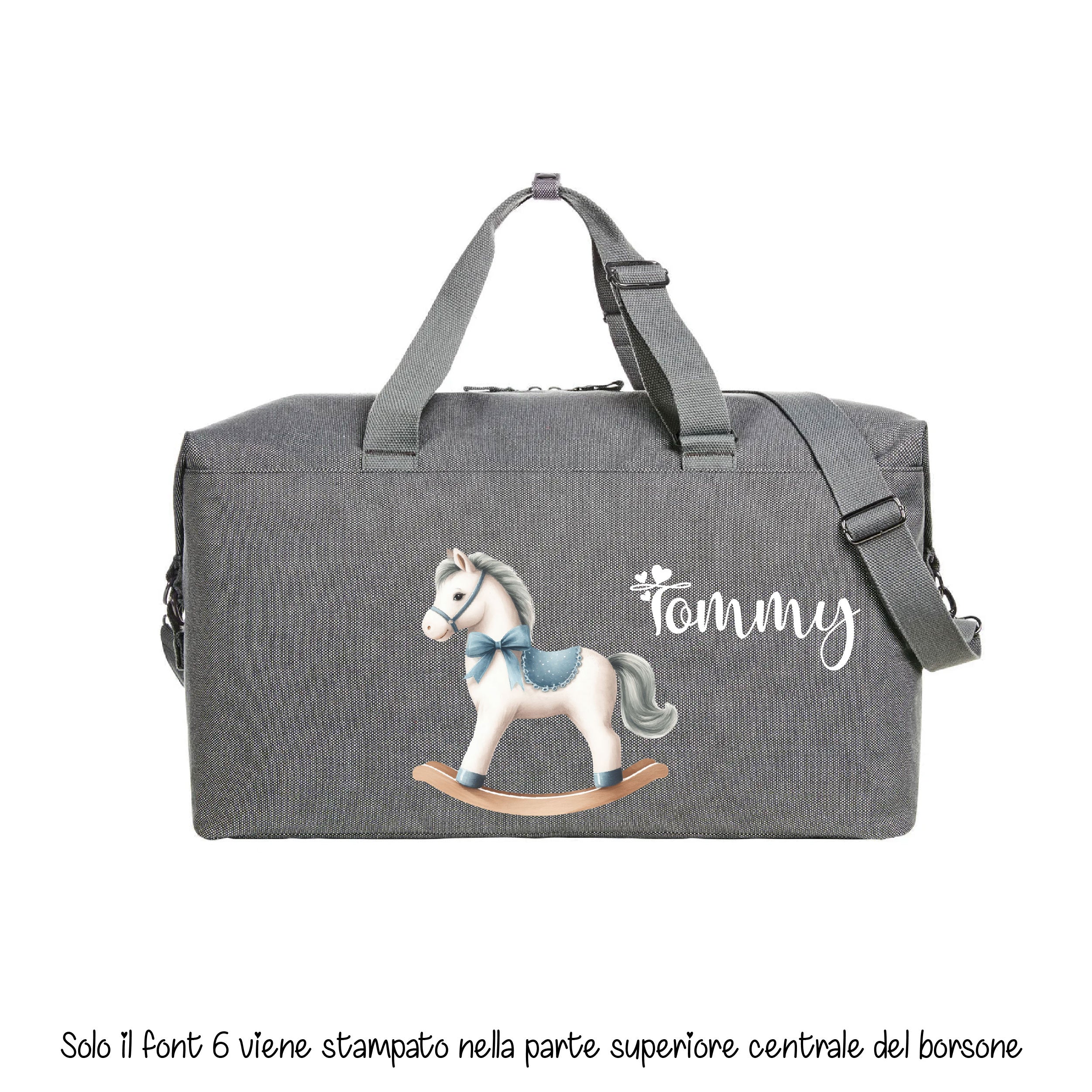 Borsone modello “Mommy” Cavallino a Dondolo Azzurro - Be Brave Boutique