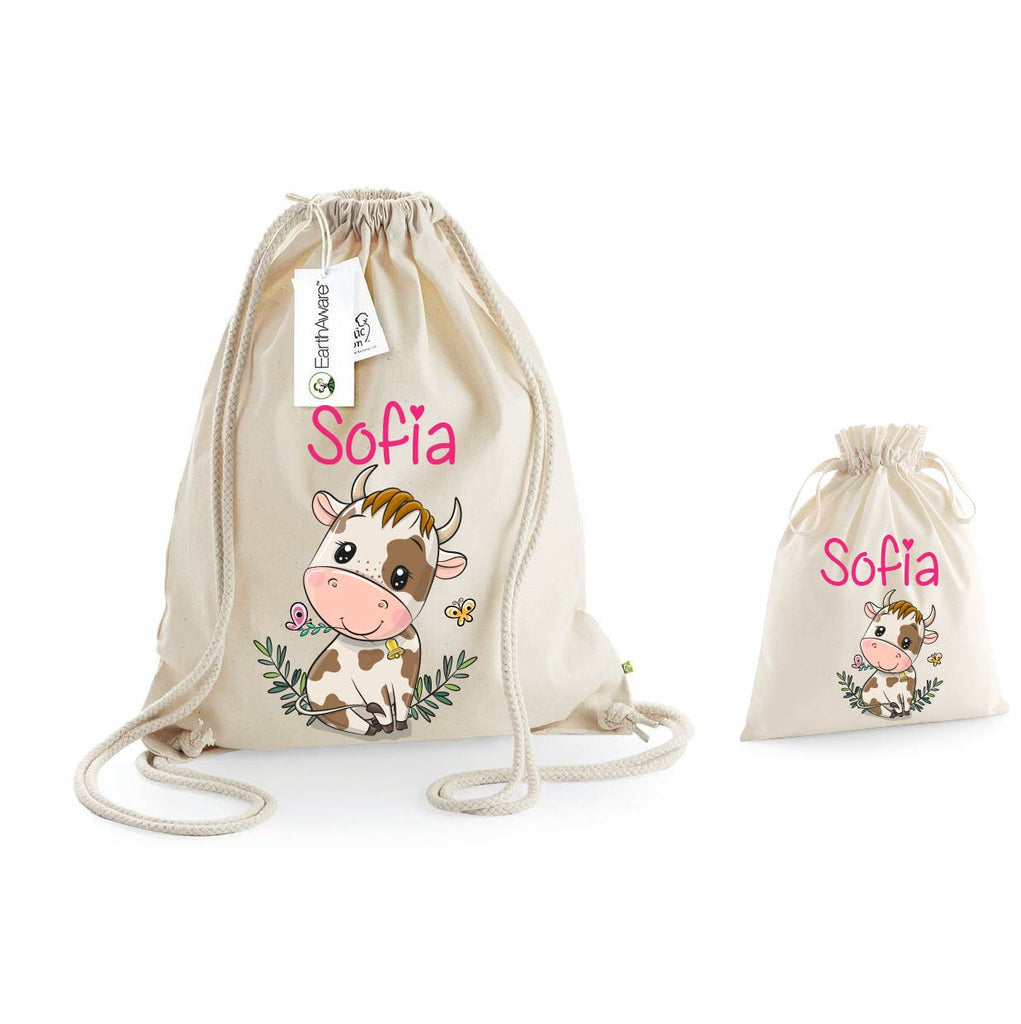 Sacca zaino e sacca cambio personalizzabile Mucca - Be Brave Boutique