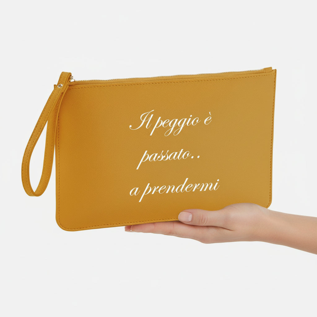 Pochette con anello piatta in simil pelle  personalizzabile 13 colori disponibili - Be Brave Boutique