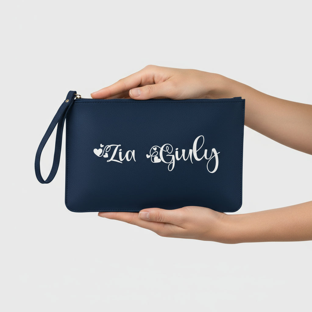 Pochette con anello piatta in simil pelle  personalizzabile 13 colori disponibili - Be Brave Boutique