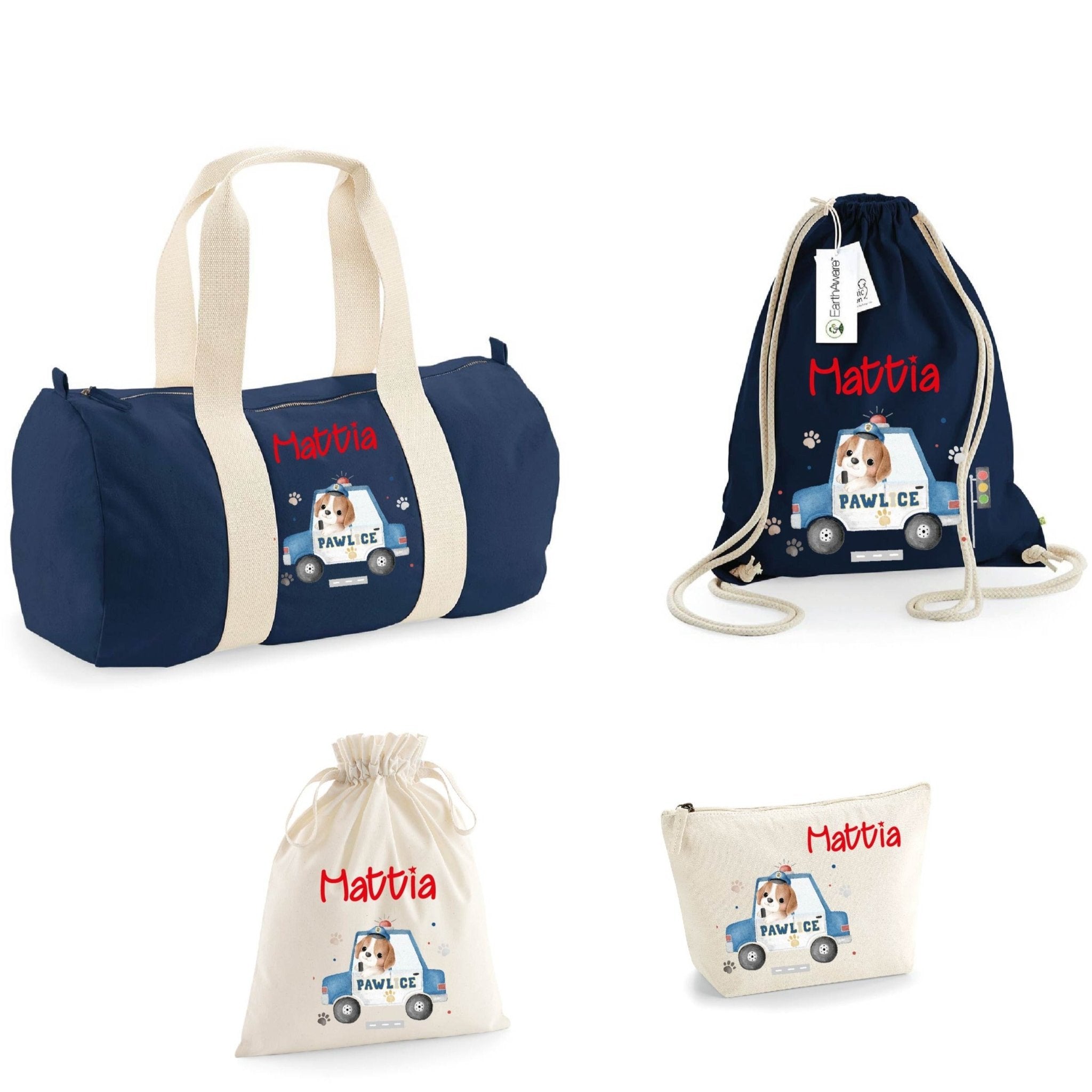 Borsone, Sacca zaino pochette e sacchetto in cotone personalizzabile Pawlice - Be Brave Boutique