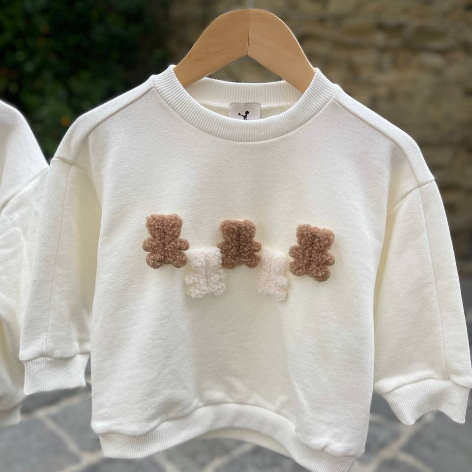 Felpa bianca per bambina  orsetti bouclè