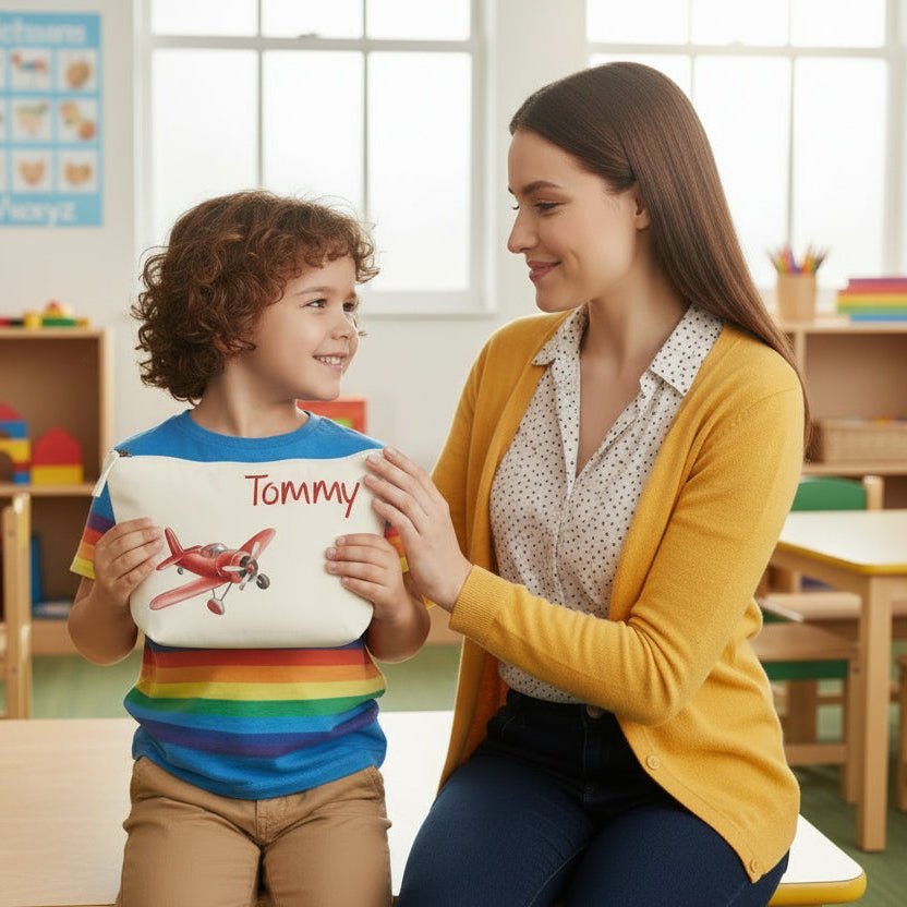 Pochette in cotone organico personalizzabile Areo Rosso - Be Brave Boutique