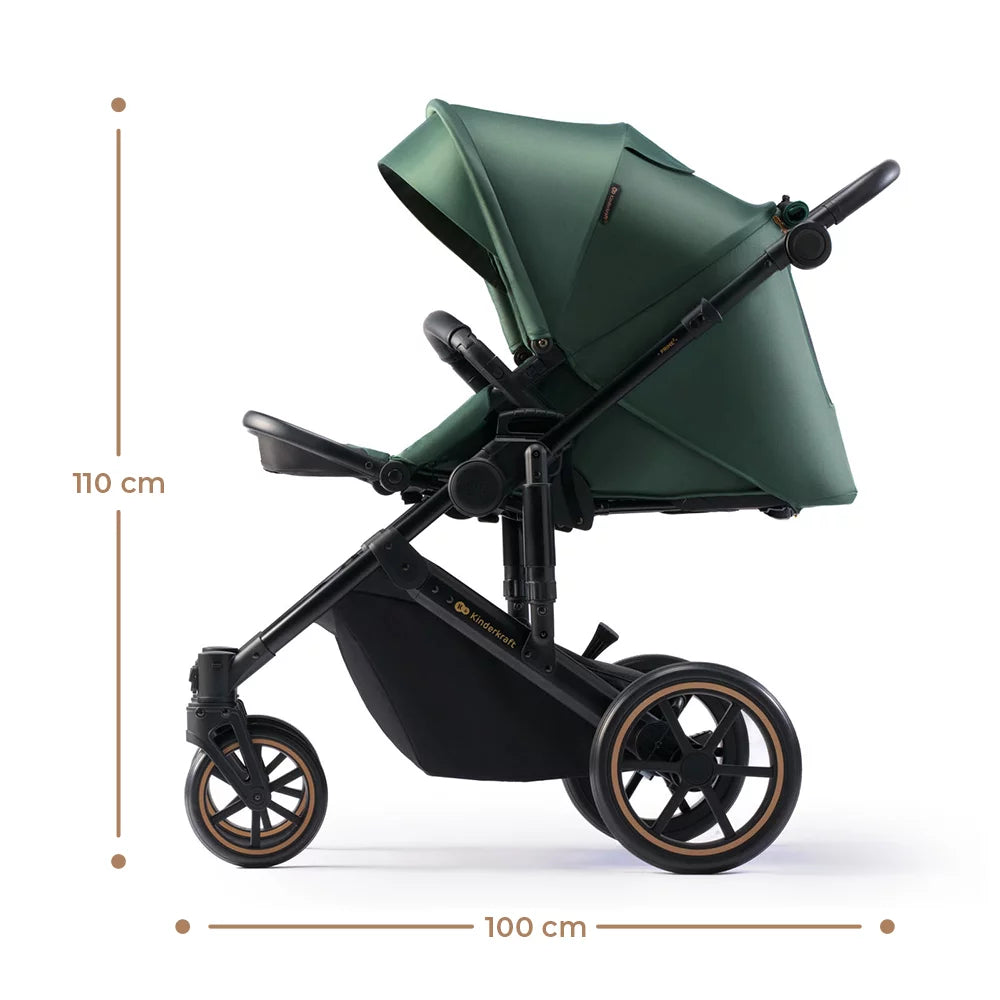 Passeggino Trio PRIME 2 Kinderkraft Dark Green - Be Brave Boutique