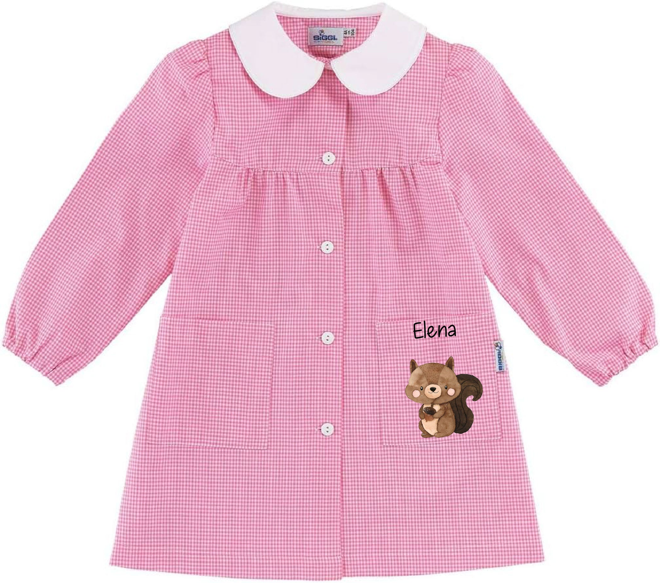 Personalized Girls' Preschool Apron – with Name Siggi Bear on Moon