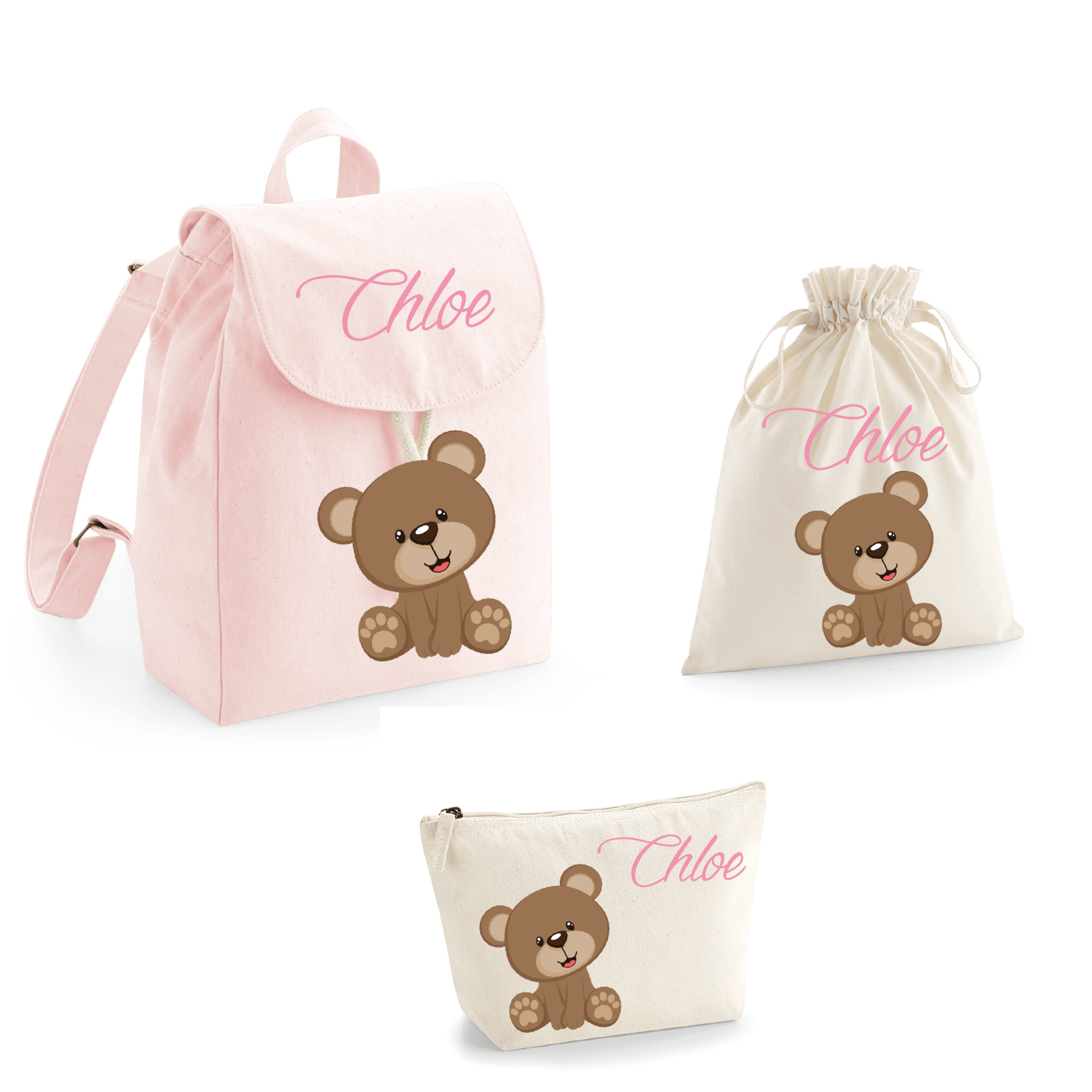 Set asilo Mini Zaino, Sacchetto cambi e beauty Orsetto - Be Brave Boutique